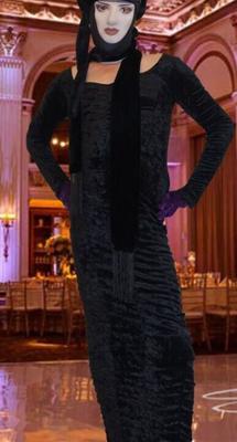 Sexy Tight Black Velvet Dress at the Ballroom