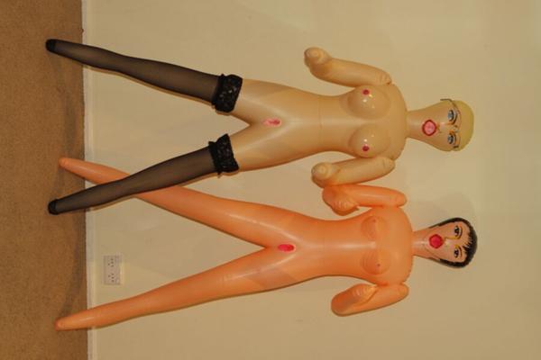 Two love dolls with double ended dildo