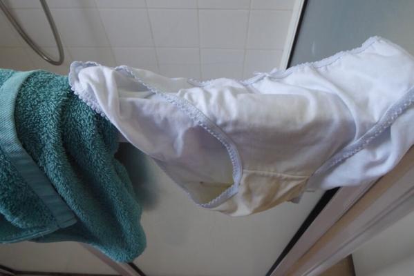 Wearing and cumming into Tina&#;s piss stained panties