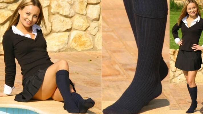 Powerful At Home - Carla in school uniforms and kneesocks