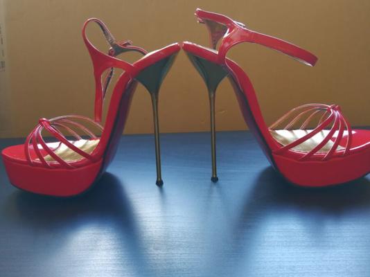 tacón alto cm metal stilettos charol rojo Sexy fetiche