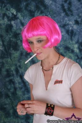 pink haired smoker