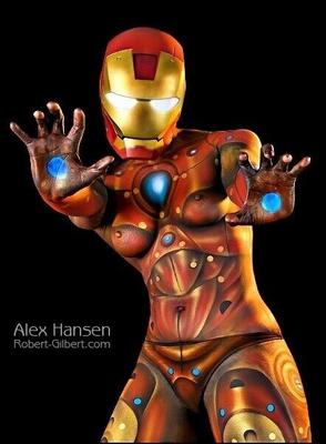 Iron Man Female Body Paint/Art Superhero