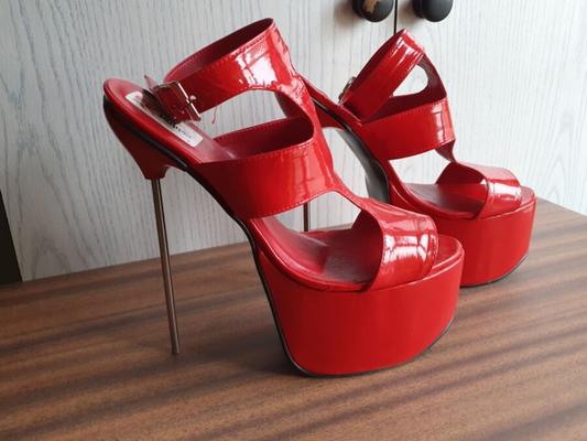 Tacones Altos cm Sandalias Tacón Súper Alto Rojo Plataforma Tacón Metal