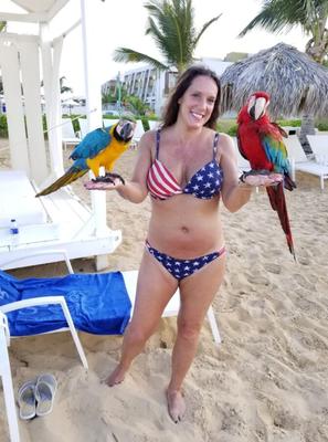 Big Titted MILF in Bikinis at the Beach .