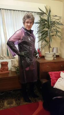 Cumslut Granny tranny in PVC & rubber