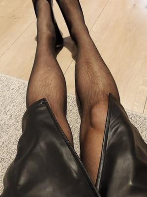 Enyoing my wedges and nylons