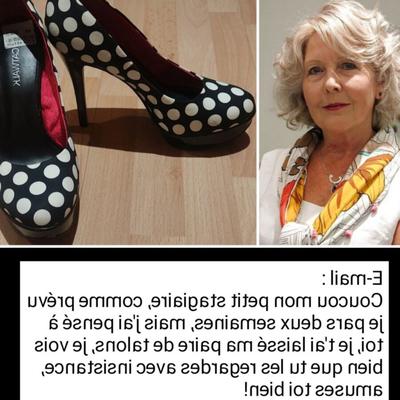 Надпись на французском языке (francais): elle offre ses talons hauts