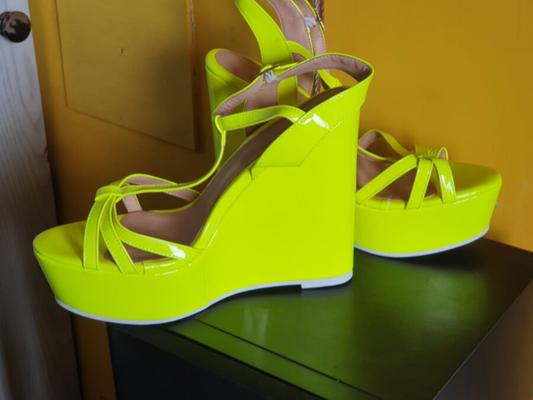 Sandals Wedges Heel cm Open Toe Gorgeous Color yellow