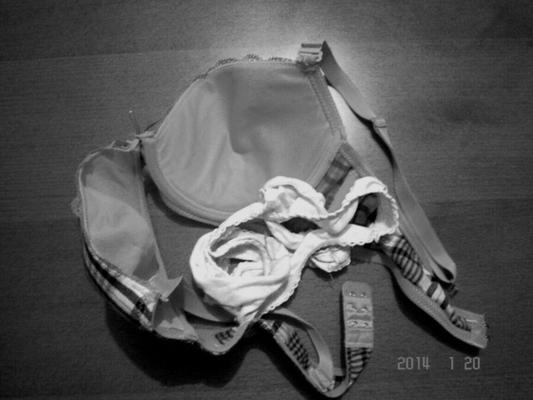 ..black and white with bra and thong with herz...