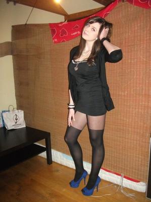 Cute polish girl with sexy legs in pantyhose