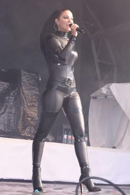 Tulisa Contostavlos on stage