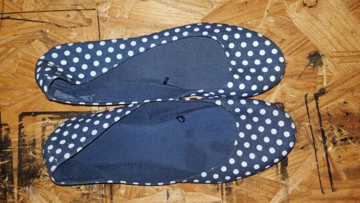 Womens Essentials - Casual Ballet Flats -- Navy Dotted