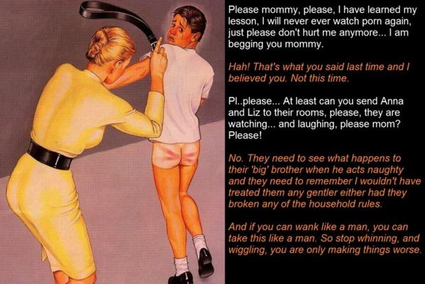 Naughty submissive boys being punished by mom and mean sisters :