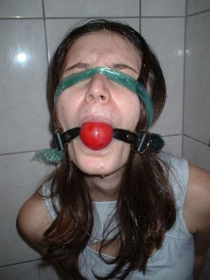 Slave Cindy gagged, blindfolded or masked