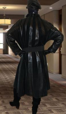 New Leather Coat Flashing in Hotel