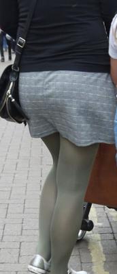 Mother in grey pantyhose