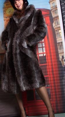 German Juli in Fur Coat, Big Hat, Stockings