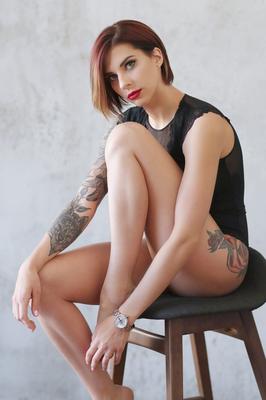 Beautiful tattooed brunette babe NN