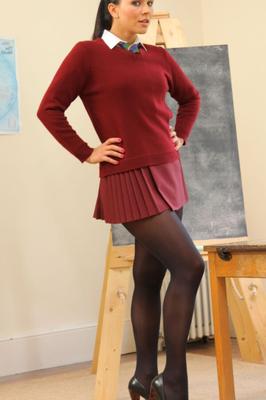 Teasing Schoolgirl in Pantyhose