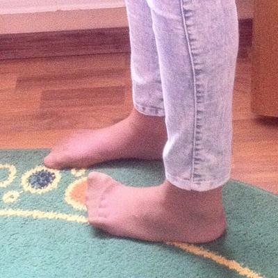 Real nyloned feet of my sister