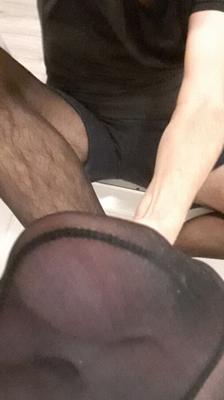 Gay legs and feet in pantyhose