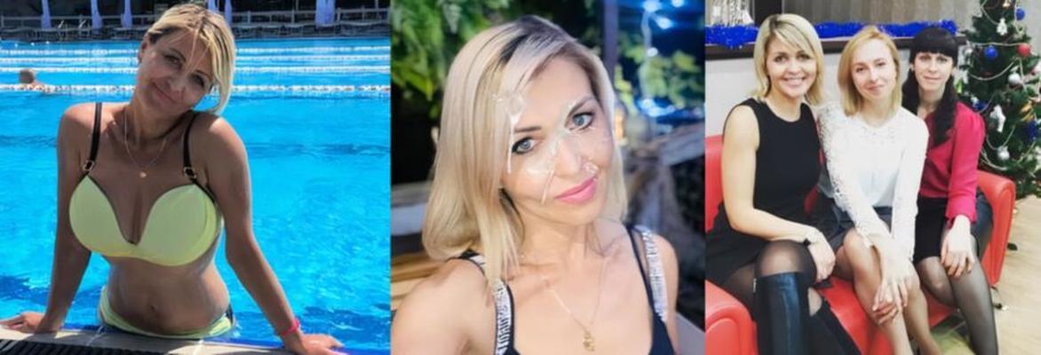 Une blonde russe prend le visage d'amis, fils d'un an