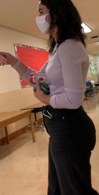 Candid Teacher Pawg about to burst through some black jeans