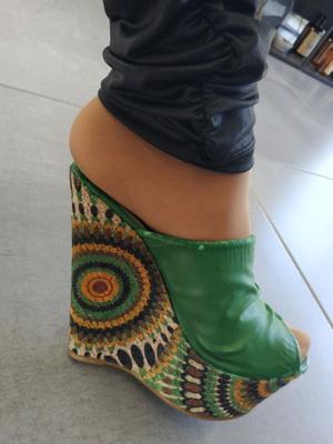 high heels mules wedges green