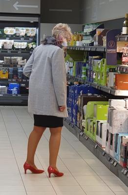 Granny candid nylon legs and heels