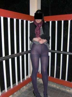 purple pantyhose exposed