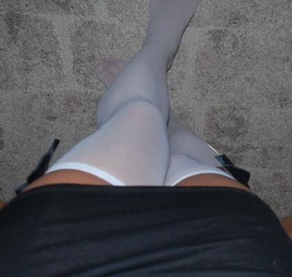 trying white schoolgirl stockings this morning