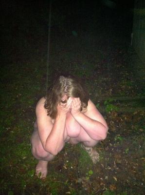 Beautiful BBW caught completely naked peeing outside