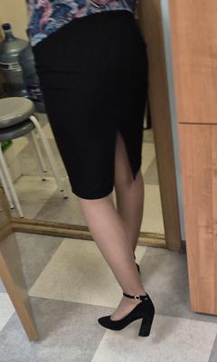 My favorite colleague in tights, heels and a skirt